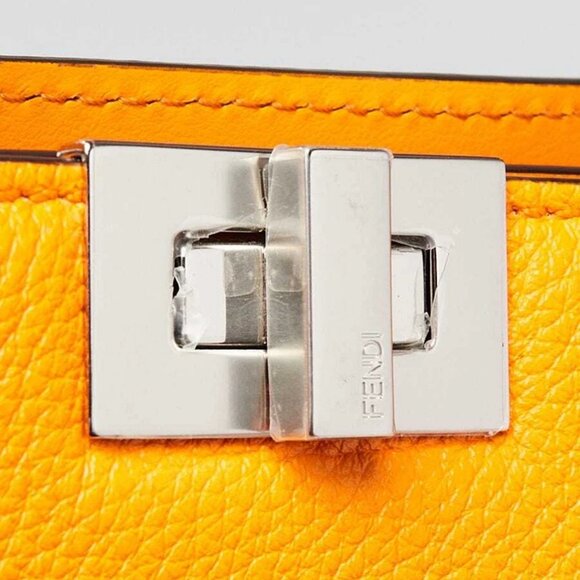 Fendi Orange Pebbled Leather Small Peekaboo Iseeu XCross Satchel Bag 7VA582 - Picture 12 of 12